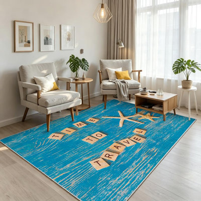 Tapis transparent bleu lavable à la machine, voyage dans le temps