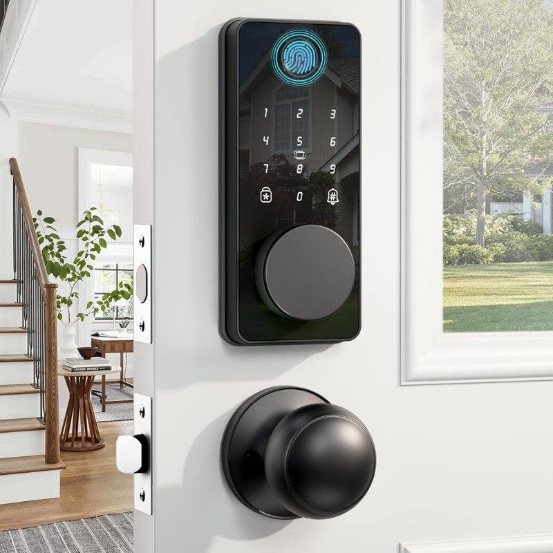 Smart Keyless Entry Door Lock Set with 2 Knobs, Bluetooth & App Enabled Electronic Door Knob Lock for Front Door