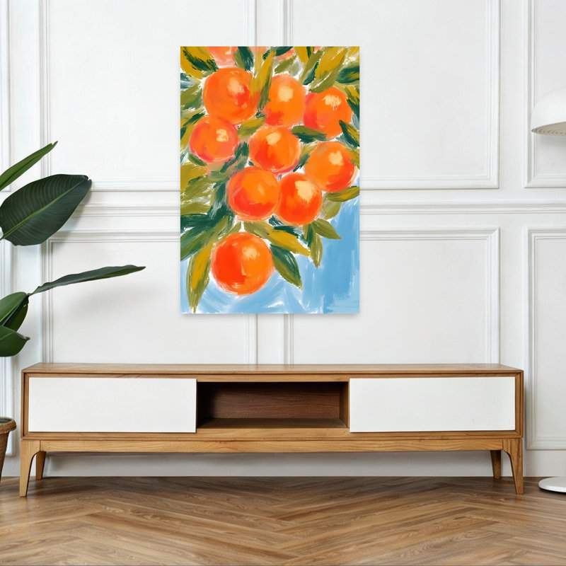 «Vibrant Orange Harvest», impression d'art impressionnant sur un arbre orange biologique, H 48 po x l 32 po