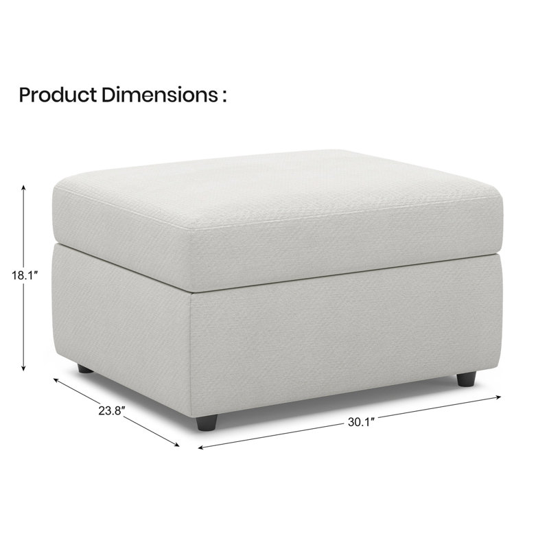 Rafael Storage Ottoman Module For Sofa Set As A Seat And Low Table, Beige Chenille