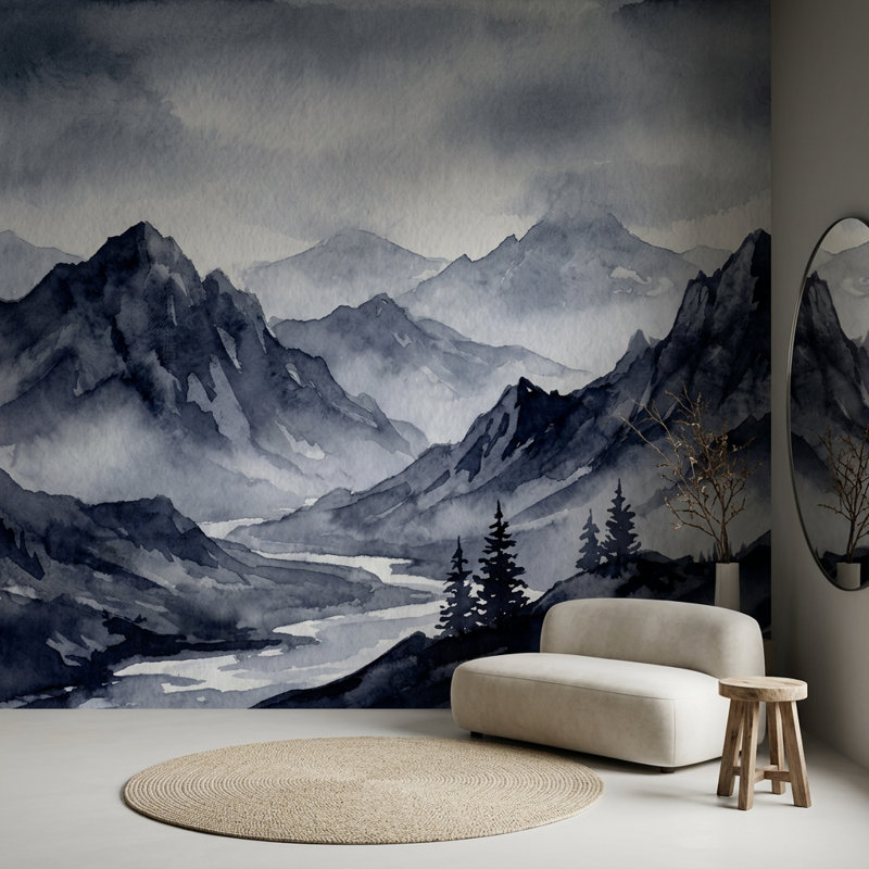 Papier peint Misty Mountains, Non tissé, 160 po x 108 po