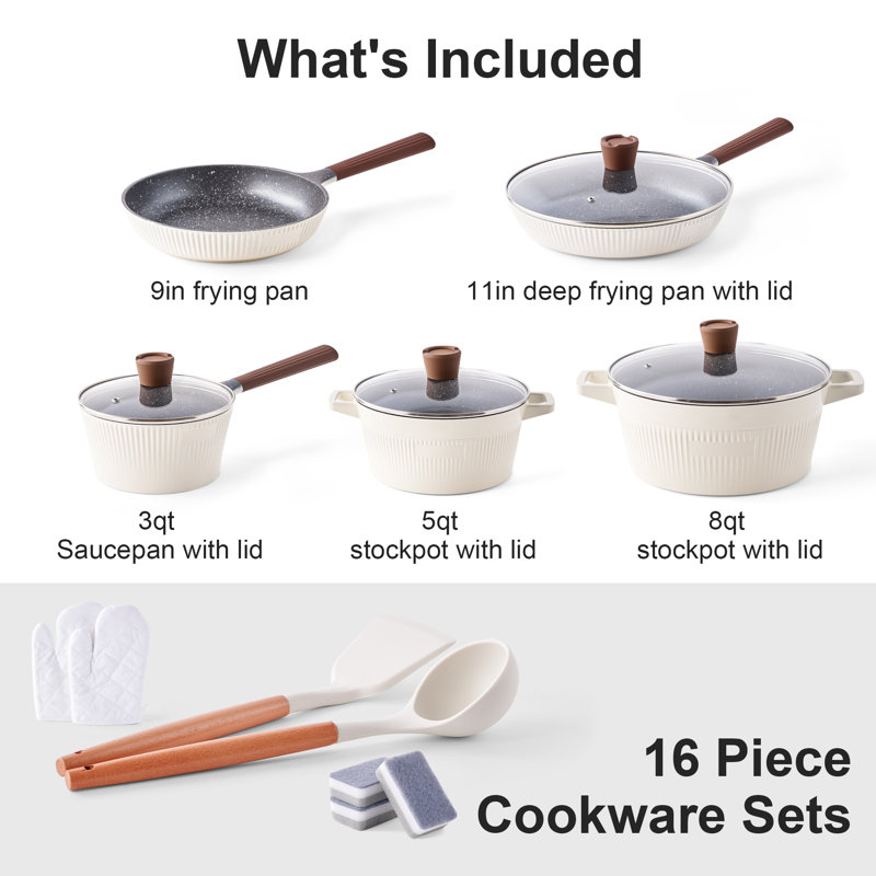 Caannasweis 12 Pieces Nonstick Cookware Sets
