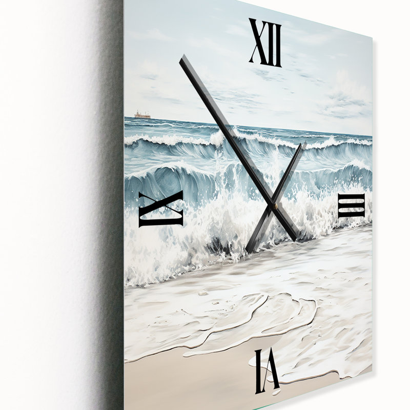 Beach Minimalisme Paysage III - Horloge murale nautique et plage, Médium