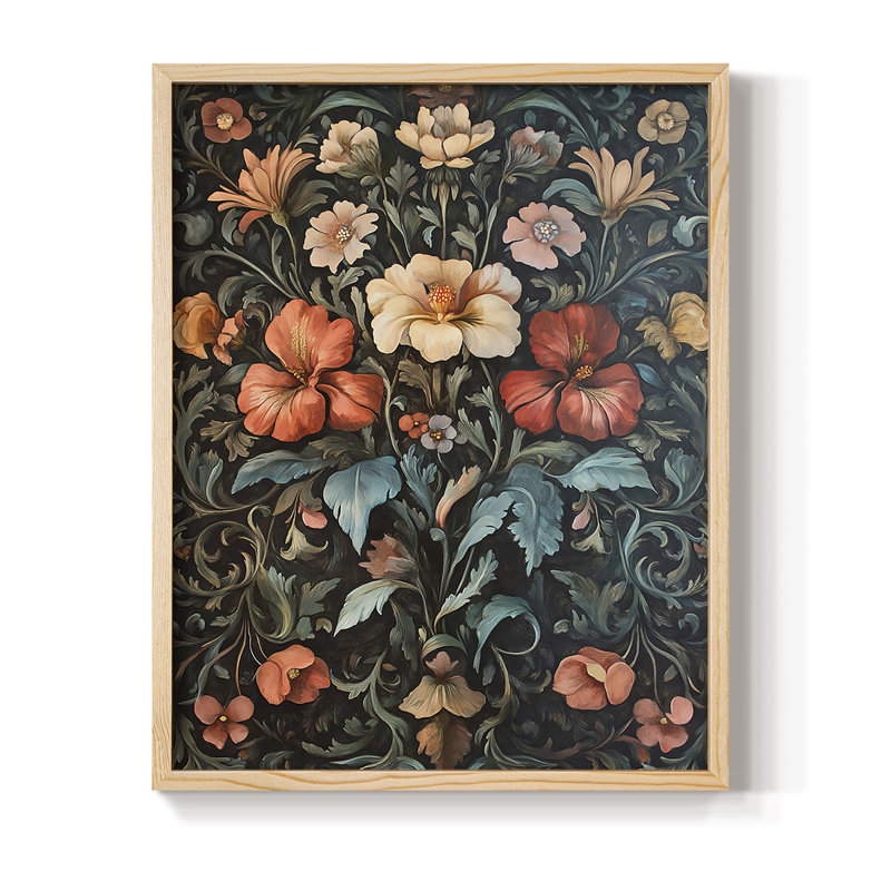 Imprimé encadré en bois massif de la série «XII» de William Morris, H 15 po x l 12 po