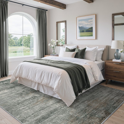Abstract Modern Machine Washable Brown / Gray Indoor Area Rug with Non-Slip Backing