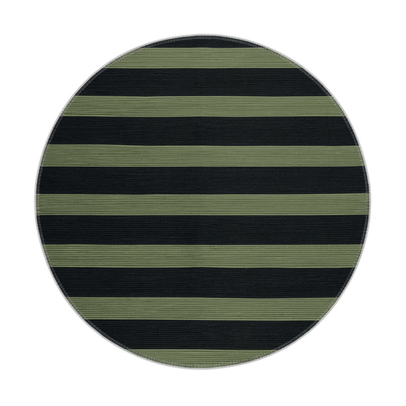 Tapis intérieur / extérieur bleu HorizontalStripes, Rond 5 pi