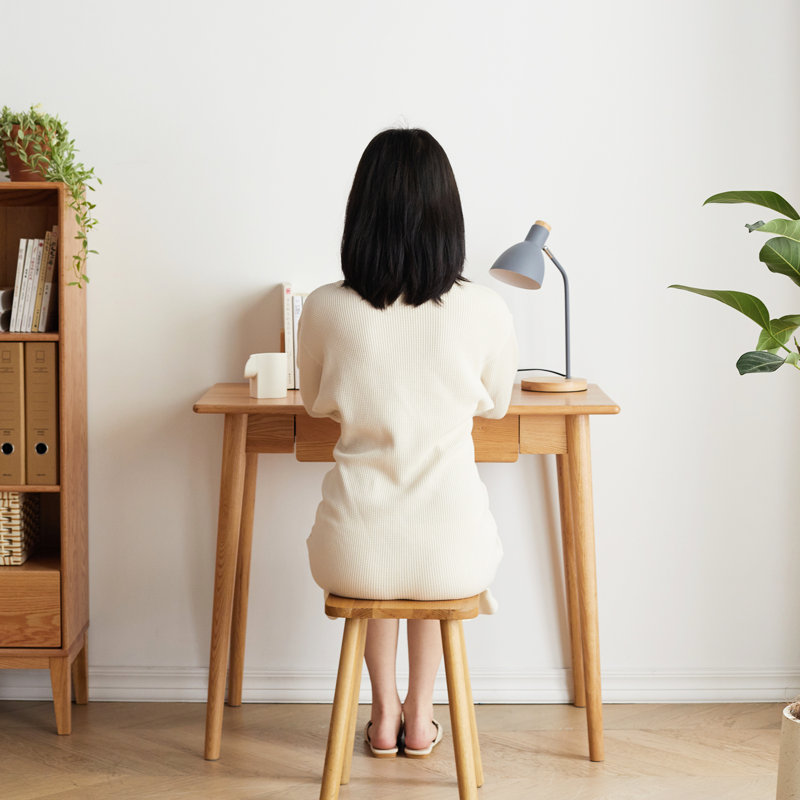 Établi de 80 cm de profondeur - Bois massif, chêne naturel, 100 % bois, bureau d'ordinateur pour bureau à domicile