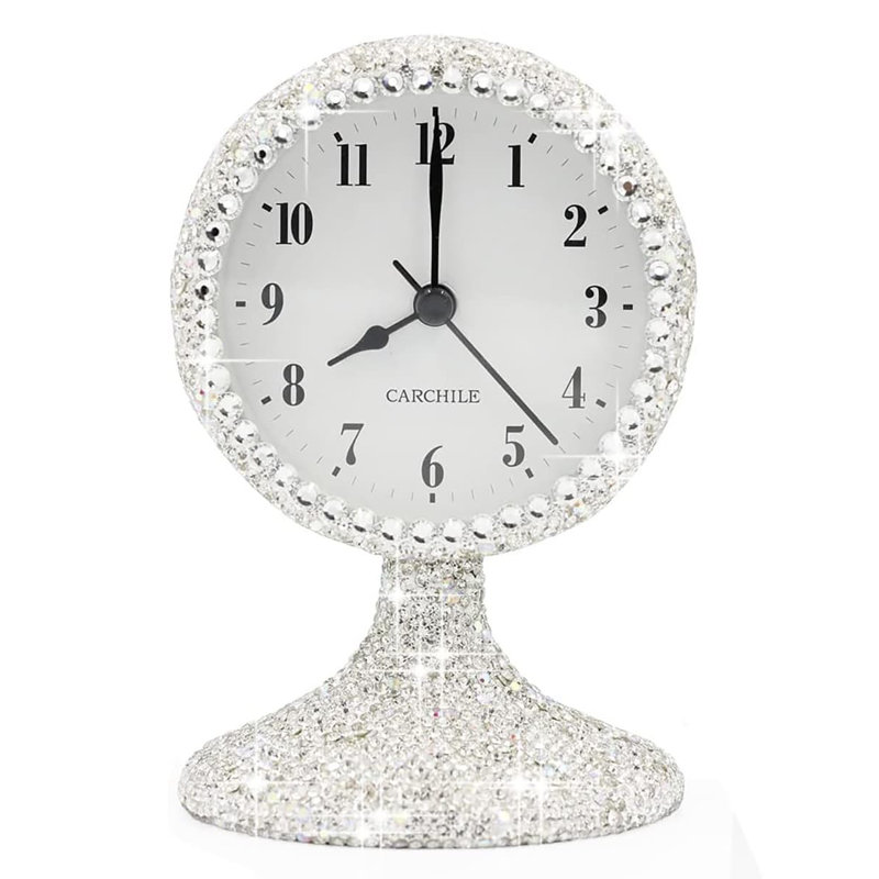 Analogue Crystal Electric Alarm Tabletop Clock, Silver