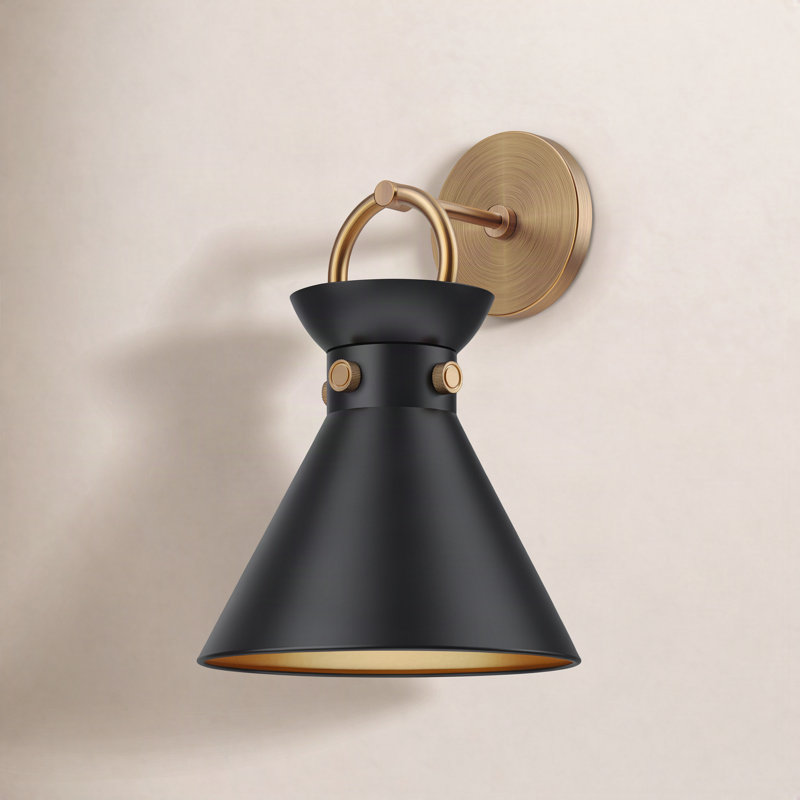 Tiney Armed Sconce, Aged Gold, Matte Black