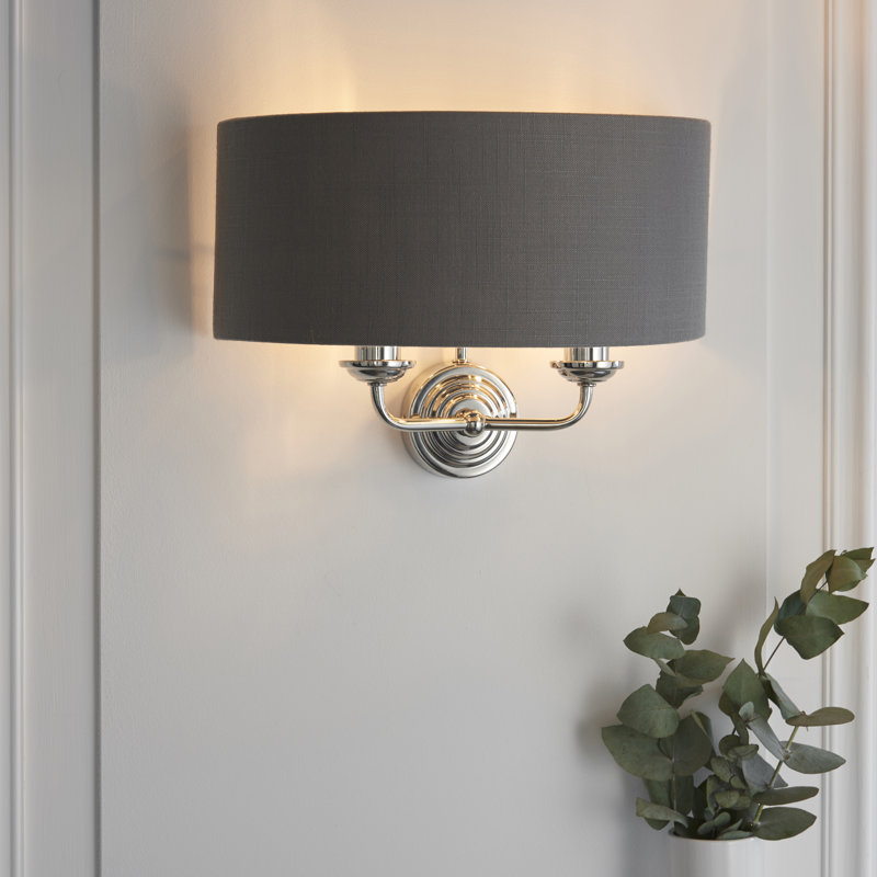 Landover Armed Sconce, Bright Nickel, Charcoal