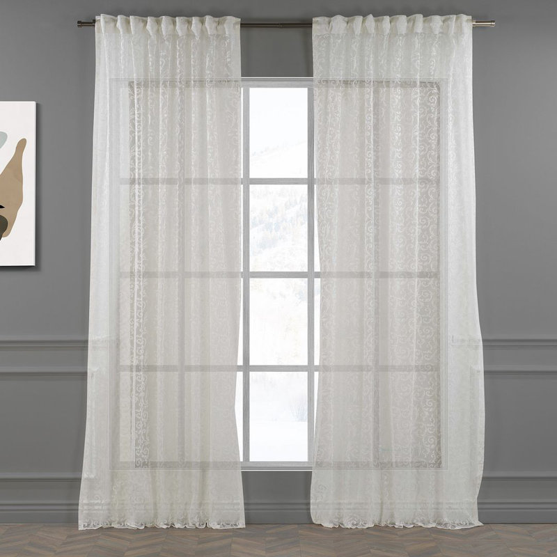 Extra Long & Extra Wide Classic Lace Single Panel Curtain, Cream, 280cm Width x 200cm Drop