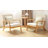 Upholstered Solid Wood Accent Chair Armchair With An Extra Pillow, Brown Arms, Beige Linen-639544662
