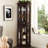 Illuminated 3 - Side Glass Cabinet With Build, 4 Corner Shelves, Clear Visibility, Cherry For Home Decorating Display Built In , Tipping Device, Tool Setup,