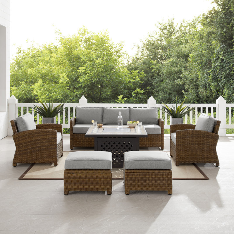 7 - Person Patio Conversation Set with Cushions, Gray