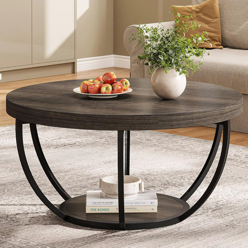 31.7" Round Coffee Table, Gray