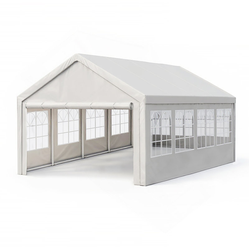 13'x26' Carport Car Canopy Party Tent Outdoor Gazebo with Removable Sidewalls, Outdoor Gazebo with 2 Ground Tubes, Commercial Tents for Parties Wedding BBQ