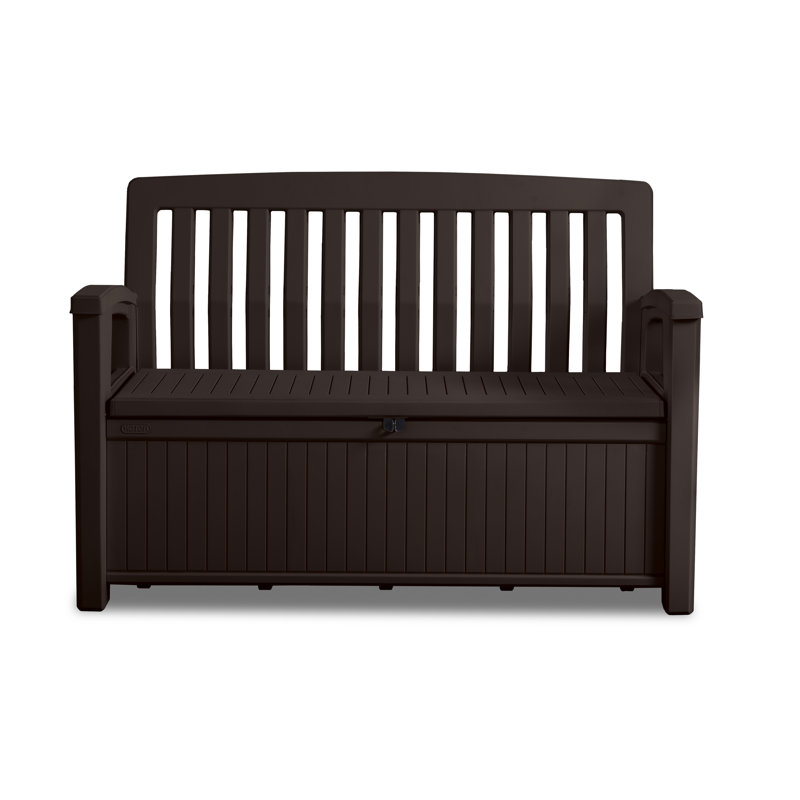 Brown Resin Outdoor Patio Storage Bench with 60 Gallon Capacity