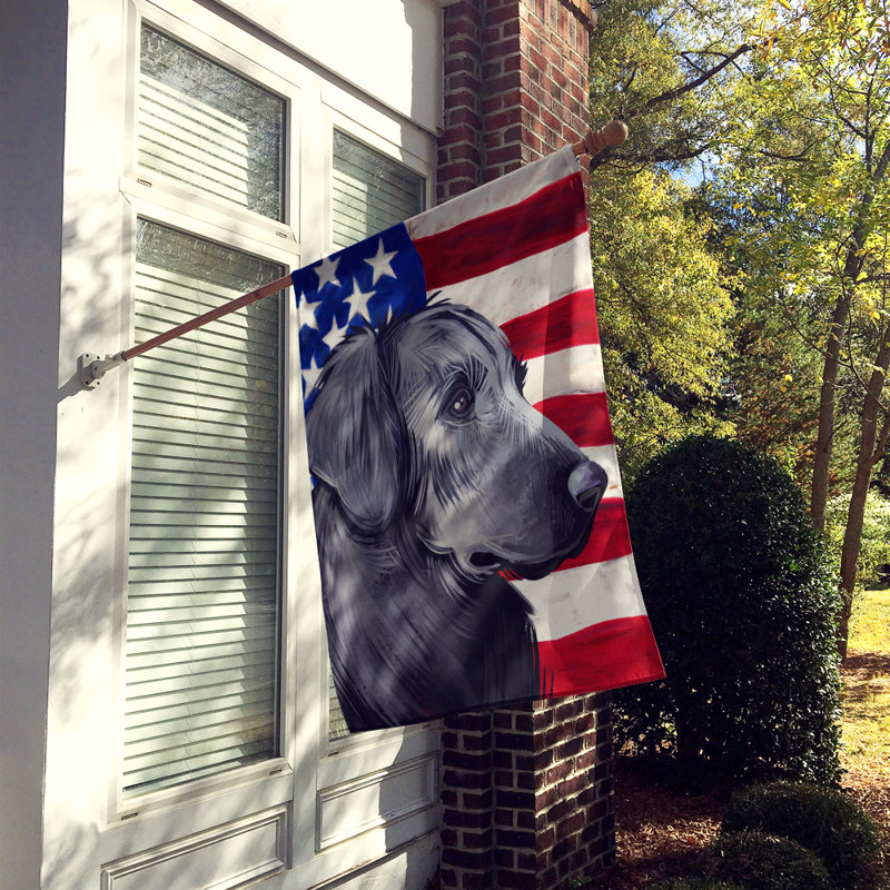 Polyester à 2 côtés 28 x 40 po drapeau maison, Retriever à poil plat