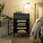 Usmon Modern Nightstand with Glass Door,Metal Side Table,Bedside Table With Flip-Top Storage-1869533239