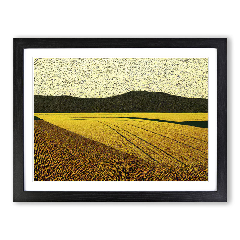Illuminated Wheat Field - Single Picture Frame Print, Black, 25cm H x 34cm W x 2cm D