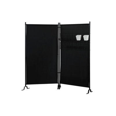 Paravent à deux panneaux Akenside 24 "par panneau avec support à accessoires, gris
