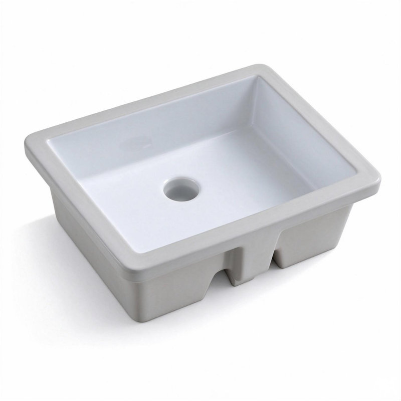 Topcraft Rectangular Undermount Ceramic Sink, White