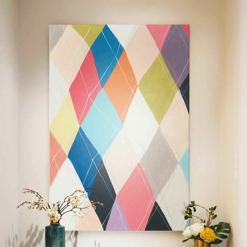 " Harlequin Hopscotch II ", 12" H x 8" W x 1" D, Wrapped Canvas