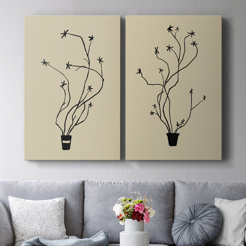 Vase Spring Sprig I - Toile tendue avec châssis de qualité supérieure - Prêt à être accroché