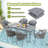 Patio 7-Piece Dining Set with Cushions and Pillows, Umbrella Hole, Gray-693179713-693179714