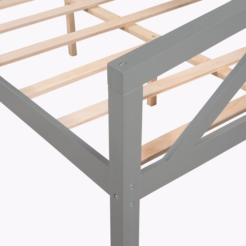 Lit de jour en bois, Gris, Double
