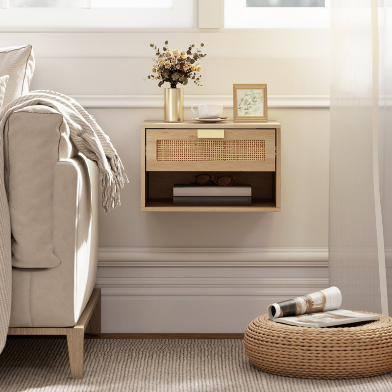 Floating Bedside Table Set of 2, Wall Mount Nightstands for Bedroom