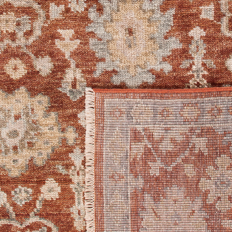 Southwestern Hand-Knotted Wool Rust / Grey Area Rug, Rectangle 10' x 14'