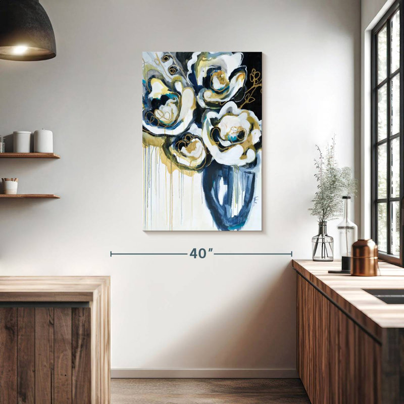 Avery en fleurs en bleu, H 39 po x l 26 po