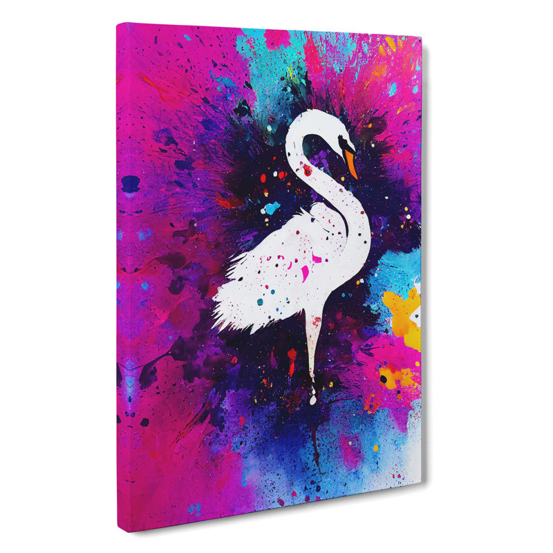Swan Paint Splash No.6 Abstract - Wrapped Canvas, 50cm H x 35cm W x 3cm D