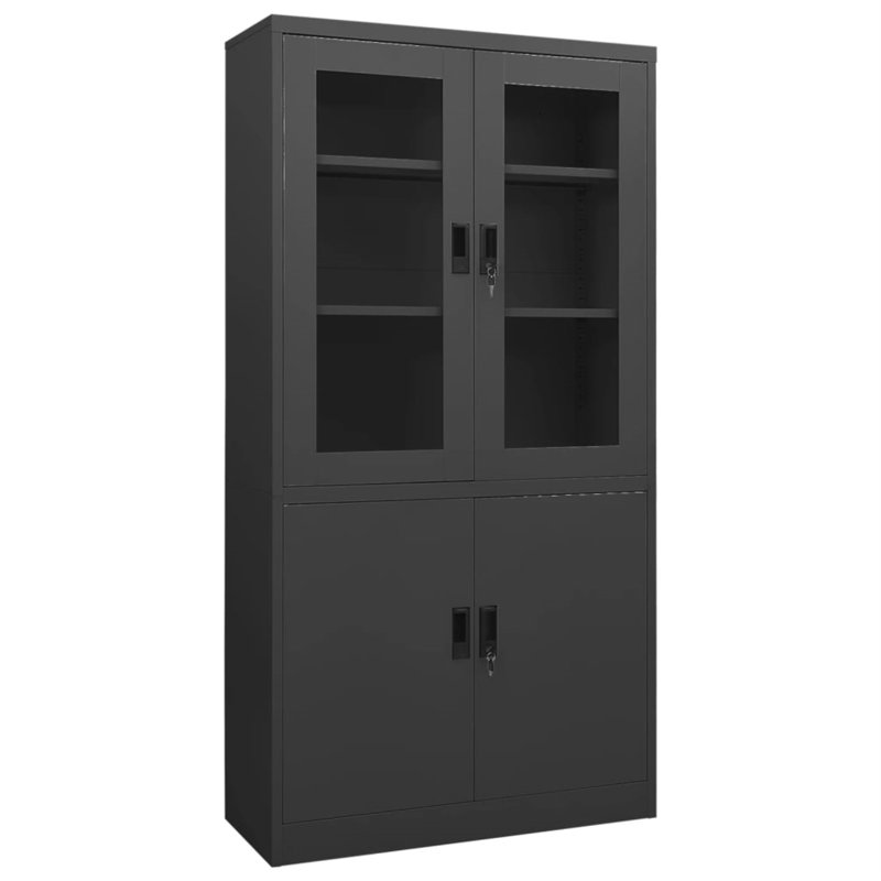 Filing Cabinet Storage Cabinet Locker with Doors and Shelves Steel, Anthracite