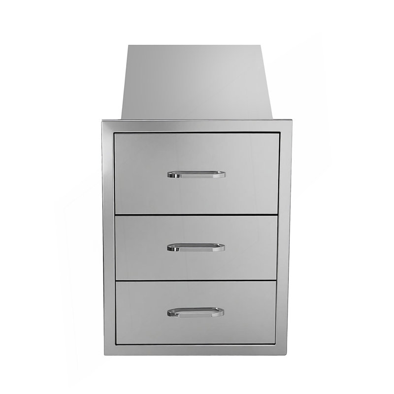 Outdoor Kitchen Drawers Stainless Steel, Flush Mount Triple Drawer
