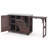 Kitchen Island With Foldable Grill Table, Wooden Outdoor Grill Cart With Trash Can Storage & Stainless Steel Top, Outdoor Bar Cart, Pizza Oven Table For Lawn & Garden, Dark Brown-1890868110