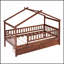 Lit en bois pour la maison avec deux tiroirs, structure en bois de pin durable et toit suspendu pour chambre d'enfant-202568673