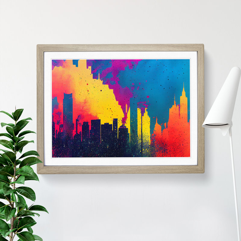 Skyscraper Skyline Splash Vol.3 Abstract - Framed Print, Oak, 46cm H x 64cm W x 2cm D