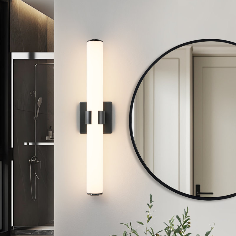 Jesseray 1-Light Integrated LED Dimmable Bathroom Vanity Light Bar with Acrylic Shade , Matte Black