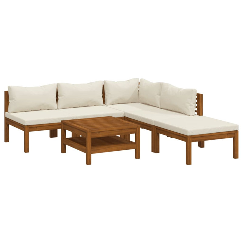 Takeira 6 Piece Lounge Sectional Seating Group, Cream