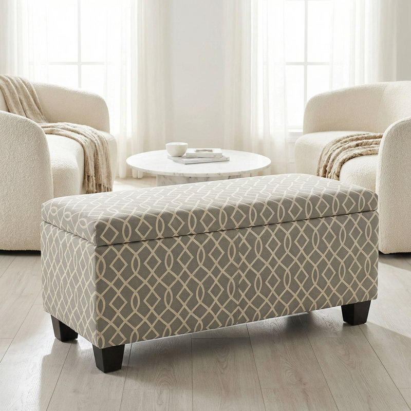 Barlett Linen Blend Upholstered Storage Bench
