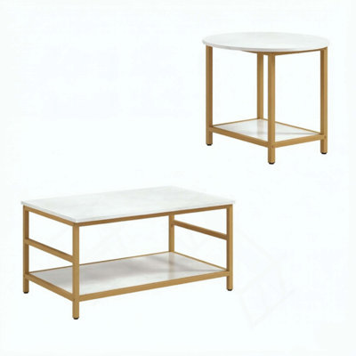 Chic Living Room Table Set,Side Table Set,Coffee Table Set,Snack Table Set(Only 1pcs Rectangle Table and 1pcs Round Table)