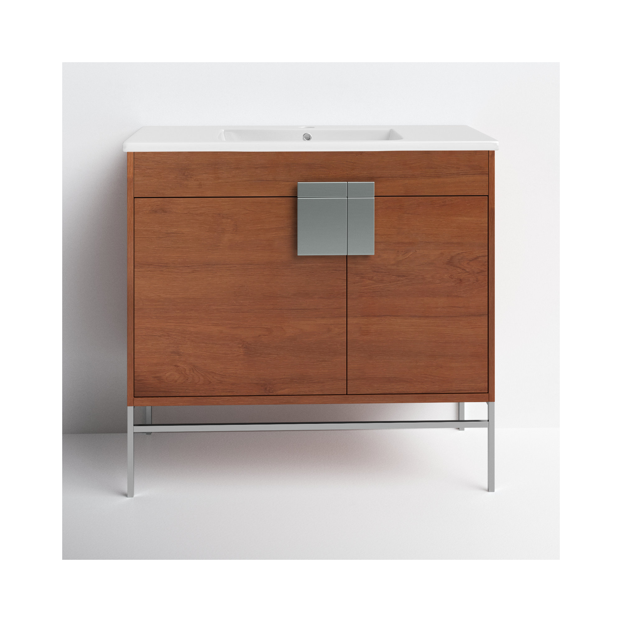 Maisie 36'' Single Bathroom Vanity, Polished Chrome, Walnut