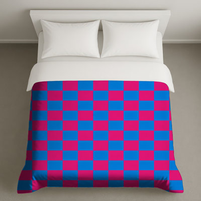 Housses de couette à carreaux bleues et roses