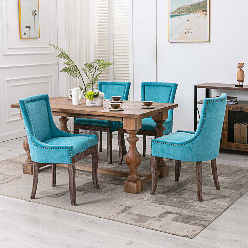 Chaise d'appoint large Soleia, Tissu bleu