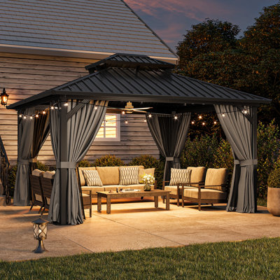 Pavillon de jardin permanent en métal l 10 pi x P 12 pi P 8 pi.