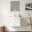 Ensemble de meuble-lavabo 24 po avec lavabo, armoire de rangement flottante avec portes et tiroirs, meuble-lavabo mural moderne avec surface peinte, blanc