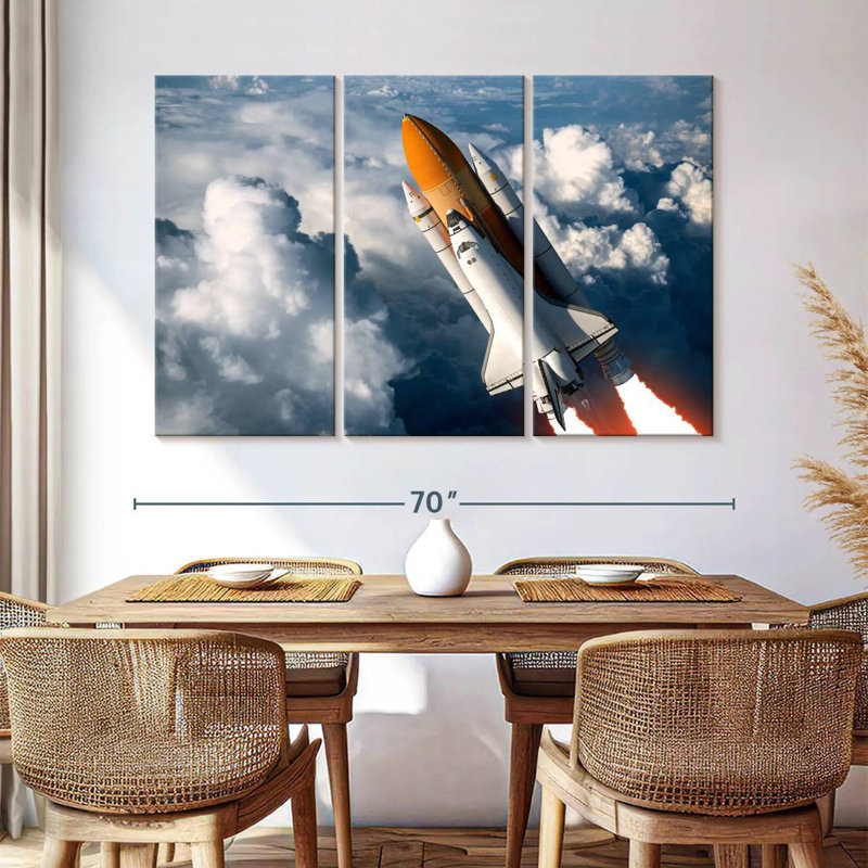 Oberle Cloudy Space Shuttle Flight, 28" H x 45" W