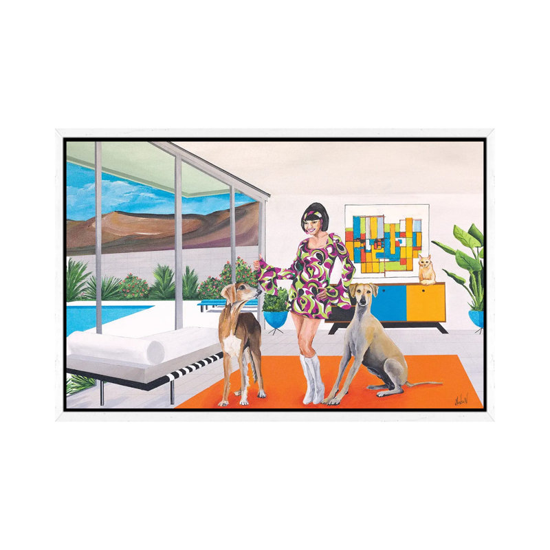 Debbie Does Disco - Print on Canvas, 101.6 cm H x 66.04 cm W, White Framed